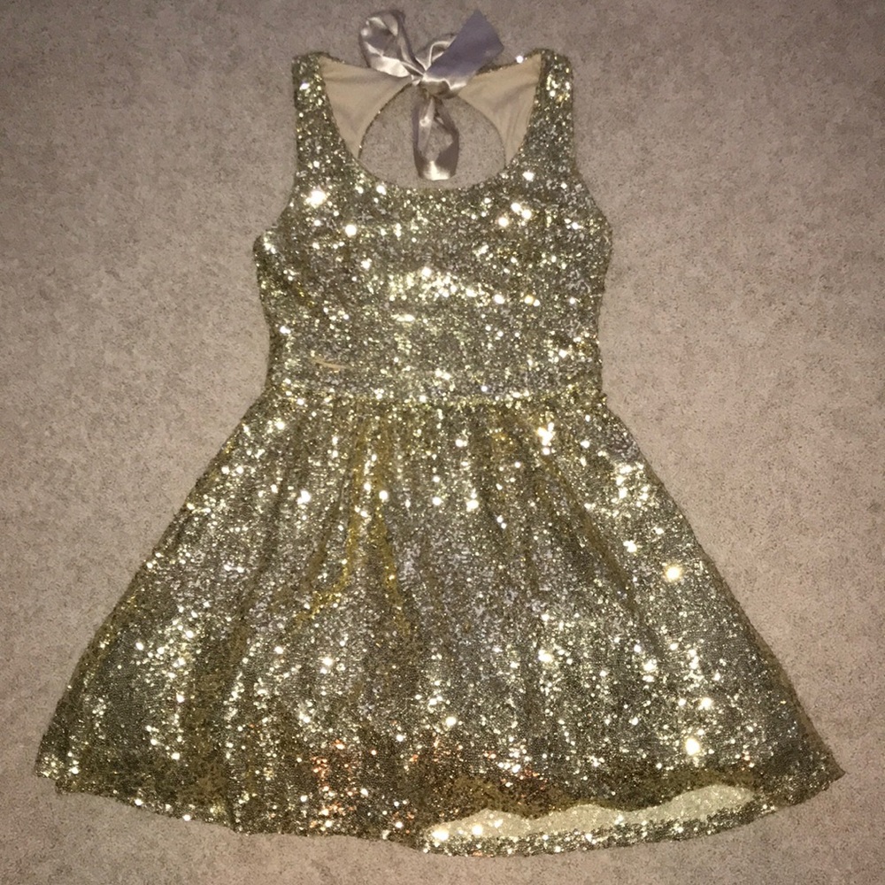 Gold sequin homecoming/formal dress